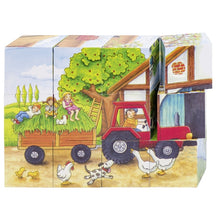 Laden Sie das Bild in den Galerie-Viewer, Goki - Holz Würfelpuzzle Jahreszeiten auf dem Bauernhof