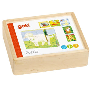 Goki - Holz Würfelpuzzle Tierkinder