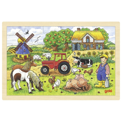 Goki -  Holz Einlegepuzzle Puzzle Müllers Farm Bauernhof 24 Teile