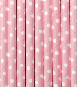 Trinkhalme Set rosa mit weißen Punkten