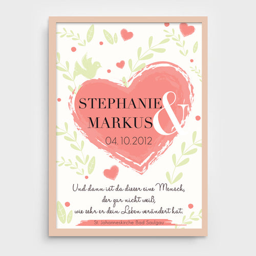 Stekora Design - Hochzeitsdaten Jahrestag Poster Motiv Herz