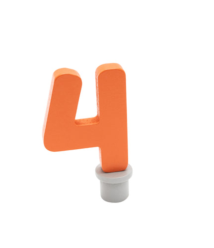 Ahrens AHS - Holz Stecker Geburtstagszahl 4 orange