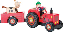 Laden Sie das Bild in den Galerie-Viewer, Small Foot - Holz Traktor mit Anhänger Bauernhof