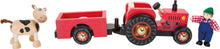 Laden Sie das Bild in den Galerie-Viewer, Small Foot - Holz Traktor mit Anhänger Bauernhof