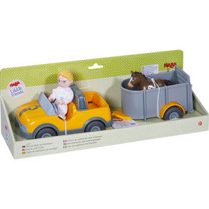 Haba Little Friends - Tierarzt-Auto mit Anhänger