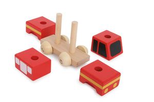 Small Foot - Holz Rettungswagen Steckfahrzeuge 4er Set