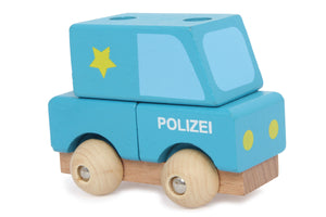 Small Foot - Holz Rettungswagen Steckfahrzeuge 4er Set
