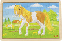 Laden Sie das Bild in den Galerie-Viewer, Goki -  Holz Einlegepuzzle Puzzle Sommer auf der Pferdewiese 24 Teile