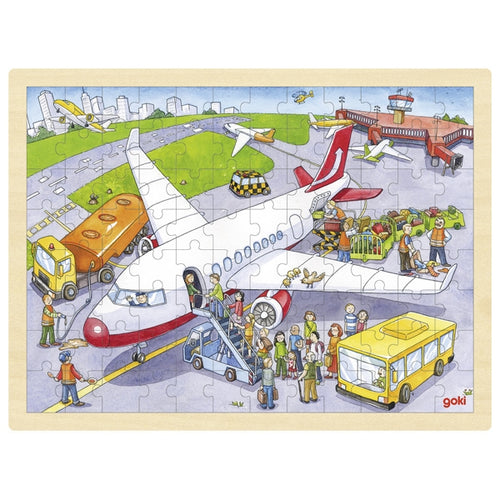 Goki -  Holz Einlegepuzzle Puzzle Flughafen 96 Teile
