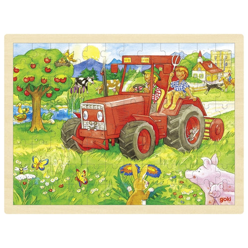 Goki -  Holz Einlegepuzzle Puzzle Traktor 96 Teile