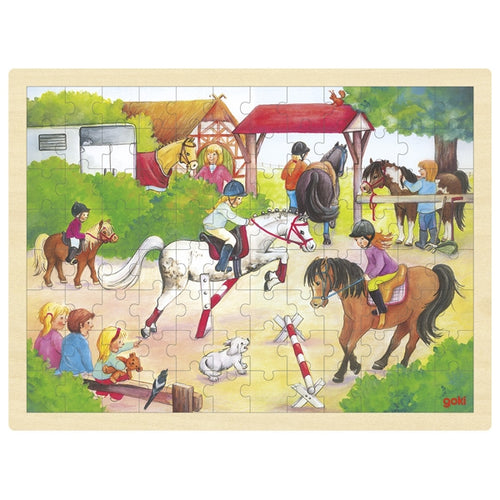 Goki -  Holz Einlegepuzzle Puzzle Pferde 96 Teile