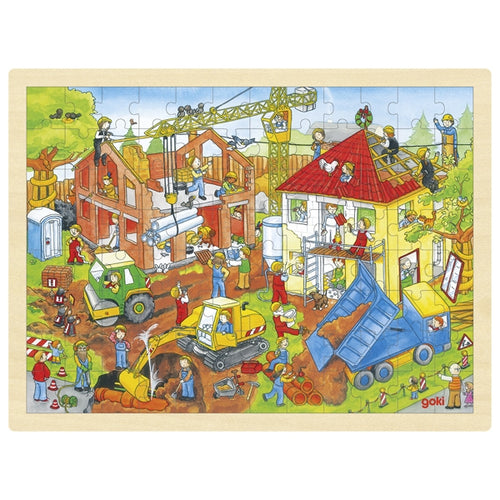 Goki -  Holz Einlegepuzzle Puzzle Baustelle 96 Teile
