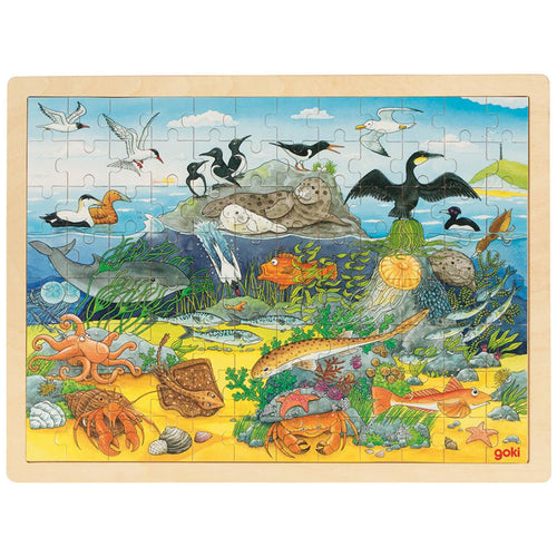 Goki -  Holz Einlegepuzzle Puzzle Unterwasserwelt Tiere 96 Teile