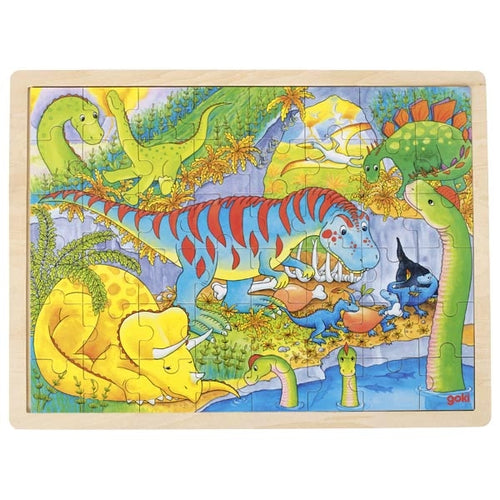 Goki -  Holz Einlegepuzzle Puzzle Dinosaurier 48 Teile