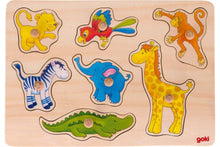 Laden Sie das Bild in den Galerie-Viewer, Goki - Holz Steckpuzzle Safari Zootiere
