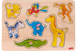 Goki - Holz Steckpuzzle Safari Zootiere