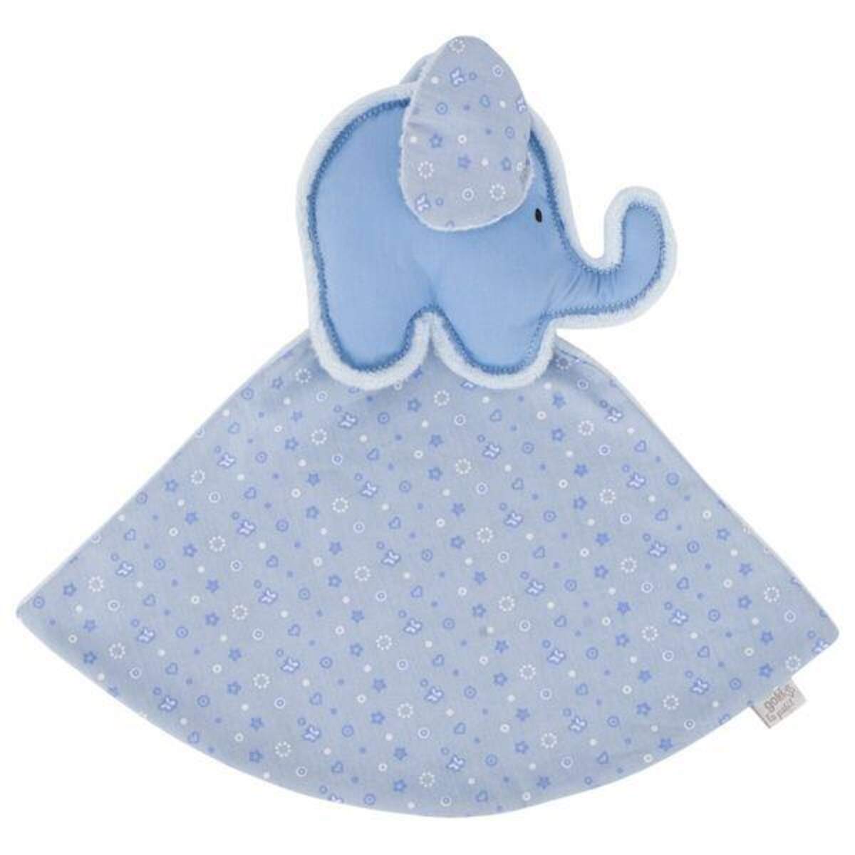 Goki - Stoff Kuscheltuch Elefant blau, le petit