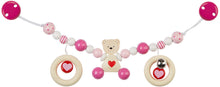 Laden Sie das Bild in den Galerie-Viewer, HEIMESS - Holz Kinderwagenkette Herzbär rosa mit Clips