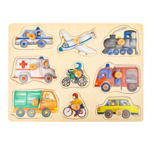 Laden Sie das Bild in den Galerie-Viewer, Small Foot - Holz Steckpuzzle Fahrzeuge