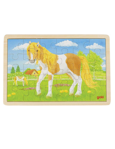Goki -  Holz Einlegepuzzle Puzzle Sommer auf der Pferdewiese 24 Teile