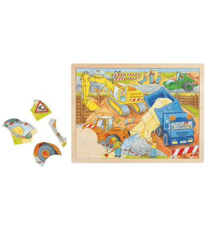 Goki -  Holz Einlegepuzzle Puzzle Baustelle 56 Teile