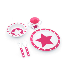 Pimpalou - Melamin Geschirr Set 5 teilig Sterne pink fuchsia