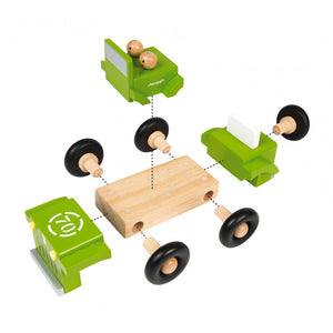 Janod - Holz Magnetischer Bausatz Fahrzeug grün