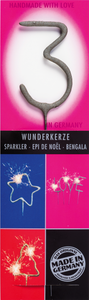 Wondercandle - Wunderkerze classic Zahl 3 grau