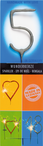 Wondercandle - Wunderkerze classic Zahl 5 grau