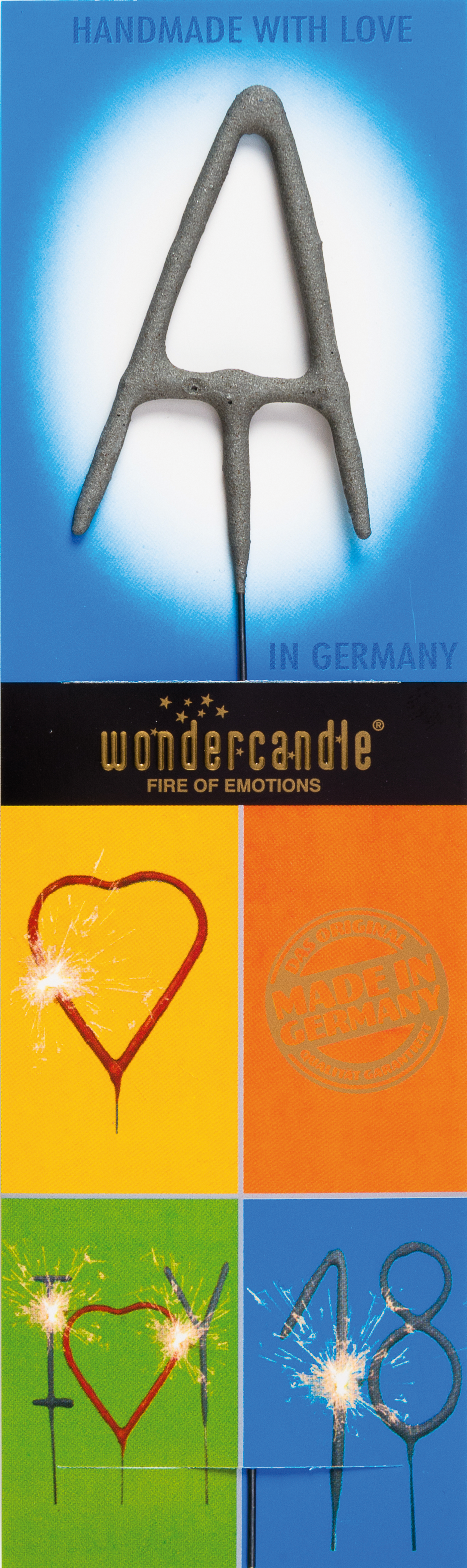 Wondercandle - Wunderkerze classic Buchstabe A grau