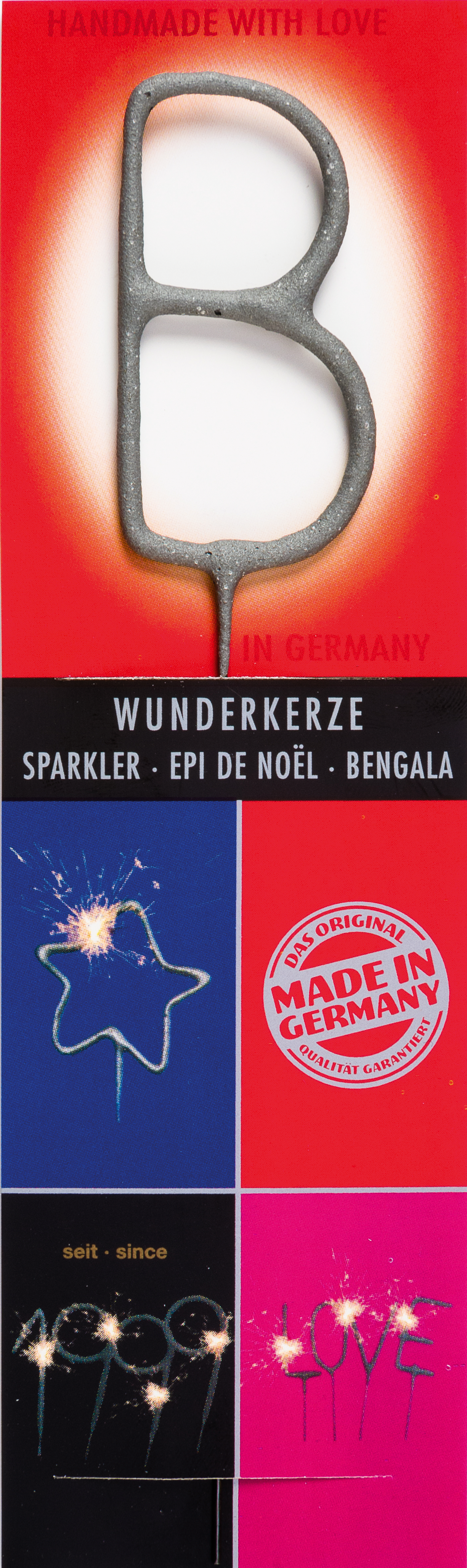 Wondercandle - Wunderkerze classic Buchstabe B grau
