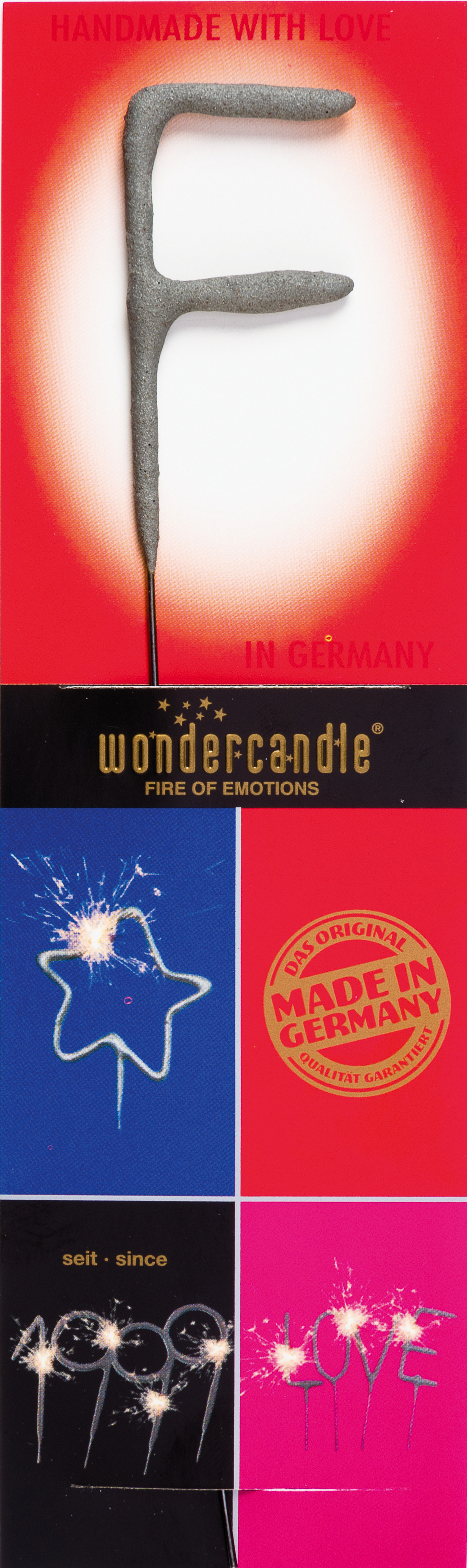 Wondercandle - Wunderkerze classic Buchstabe F grau