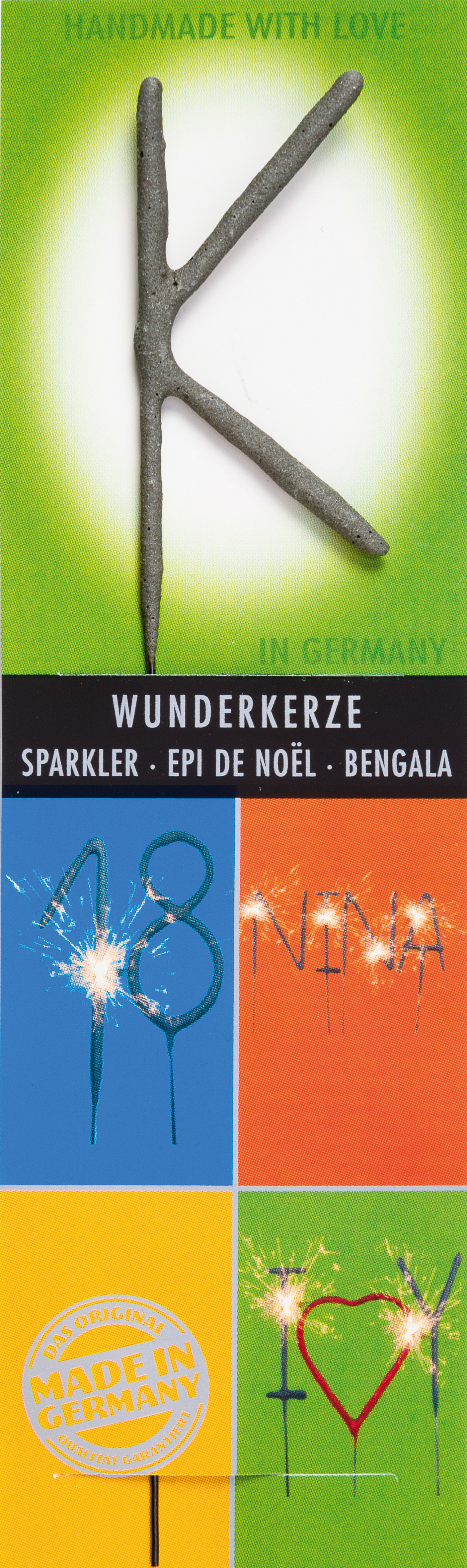 Wondercandle - Wunderkerze classic Buchstabe K grau