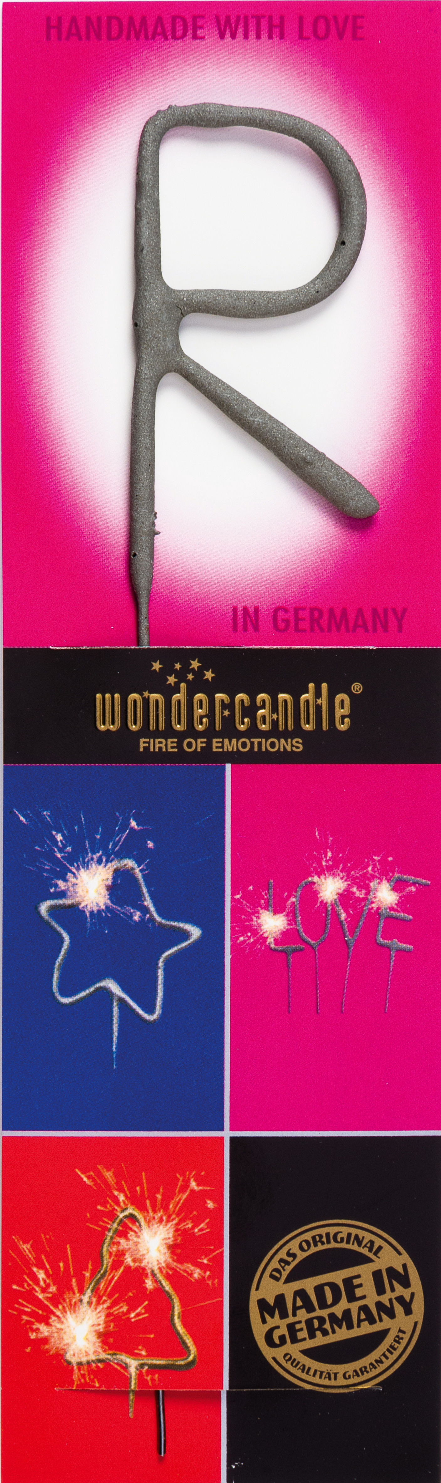 Wondercandle - Wunderkerze classic Buchstabe R grau