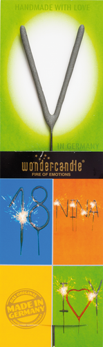 Wondercandle - Wunderkerze classic Buchstabe V grau