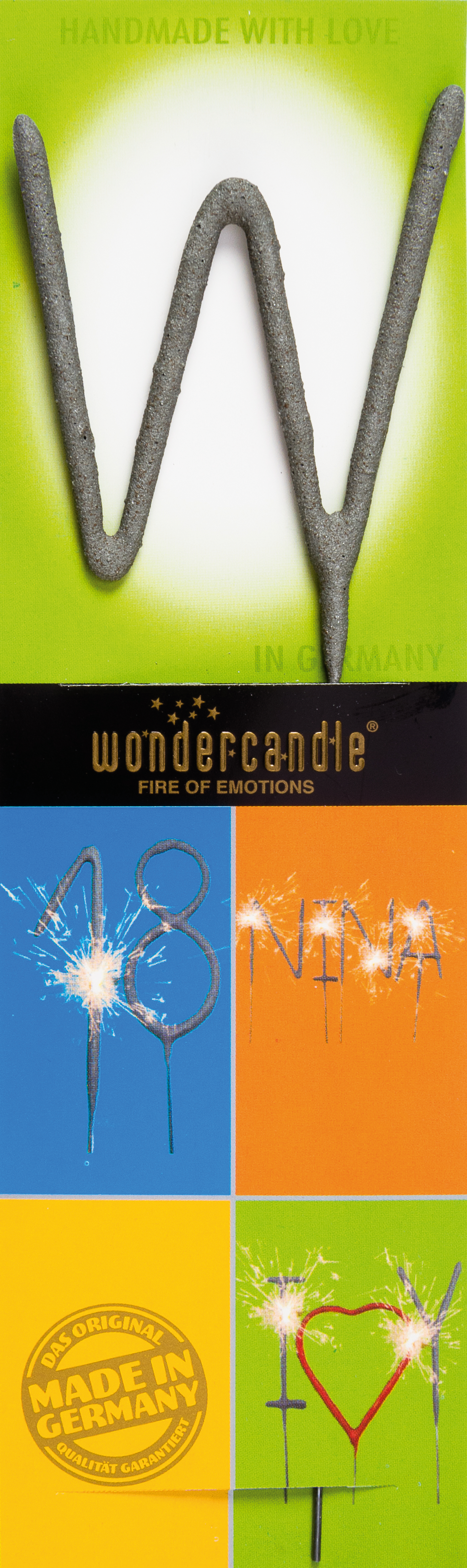 Wondercandle - Wunderkerze classic Buchstabe W grau