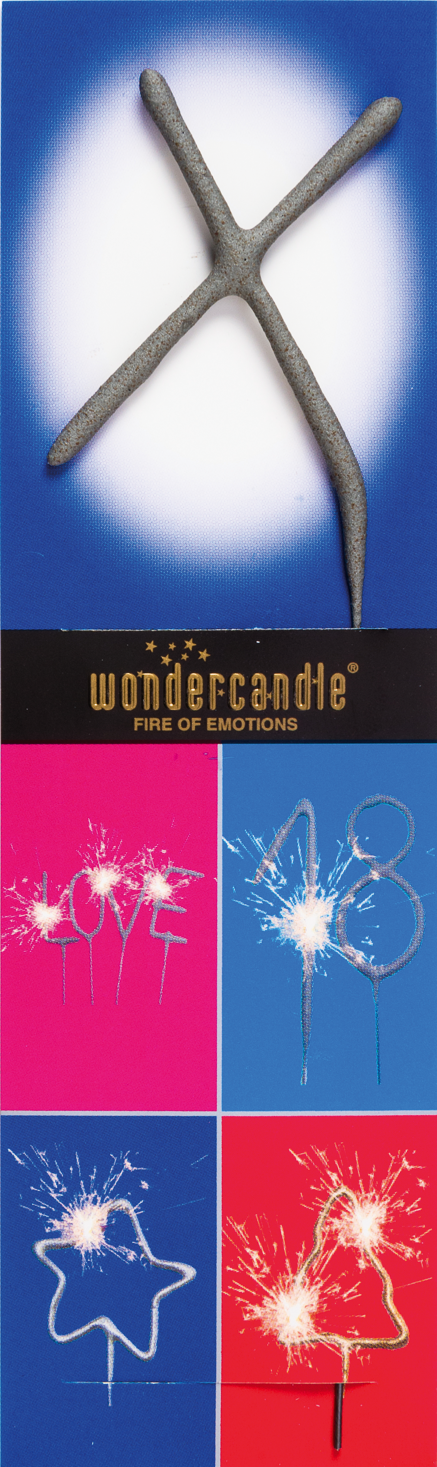 Wondercandle - Wunderkerze classic Buchstabe X grau