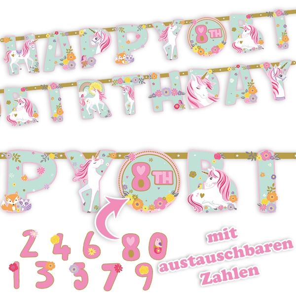 Amscan - Magisches Einhorn Happy Birthday Girlande 3,2m