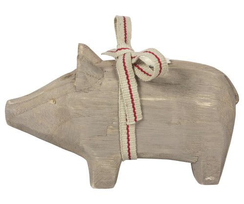 Maileg - Kerzenhalter Wooden Pig grau klein