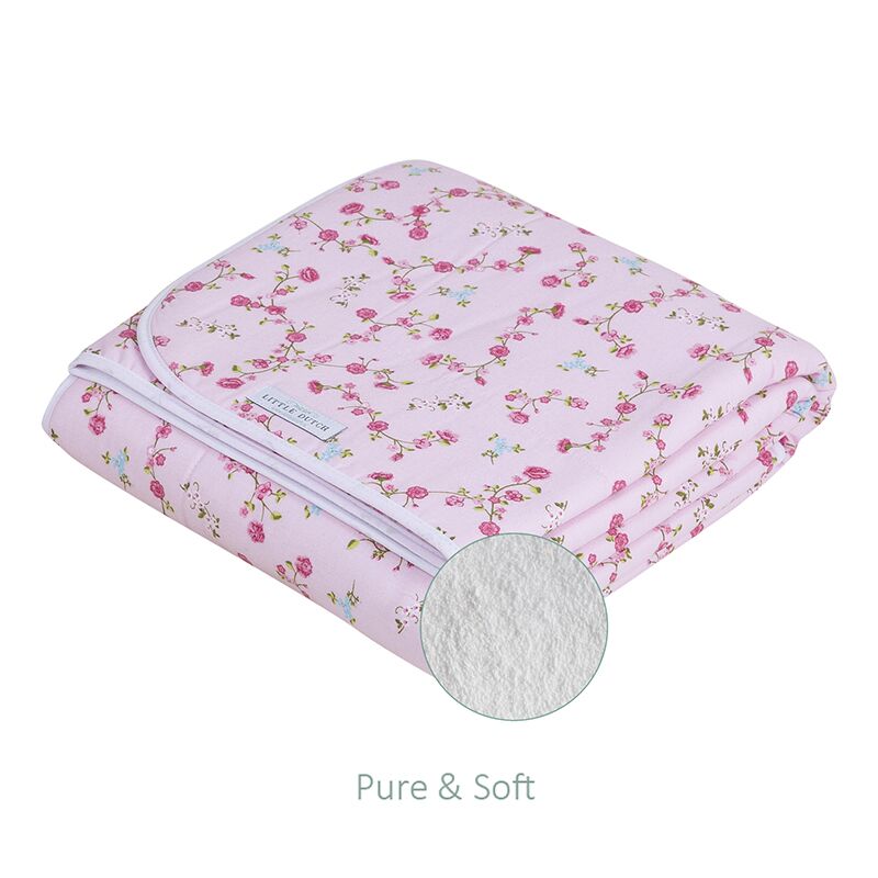 Little Dutch - Decke Wiegendecke 70x100 cm pure & soft pink Blumen