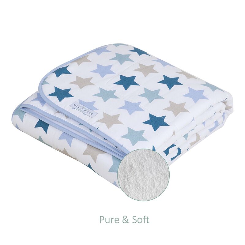 Little Dutch - Decke Wiegendecke 70x100 cm pure & soft mixed stars mint