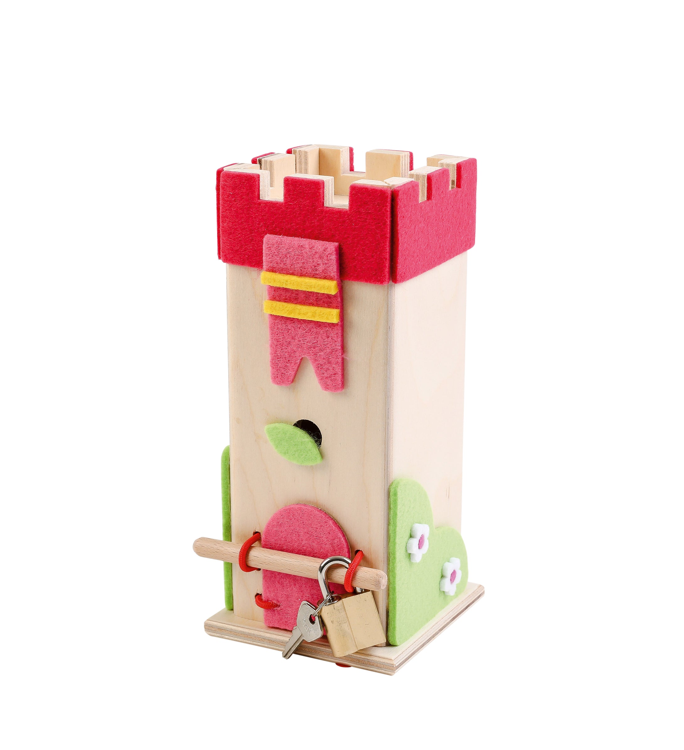 Ahrens AHS - Holz Filz Spardose Schatzturm pink