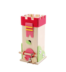 Ahrens AHS - Holz Filz Spardose Schatzturm pink