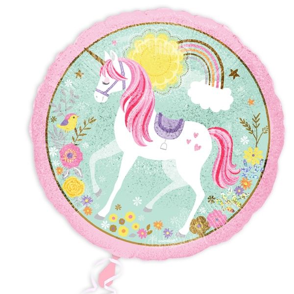 Amscan - Magisches Einhorn Folienballon holographisch 45cm
