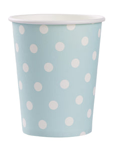 Pappbecher Set 250ml, hellblau mit weißen Punkten
