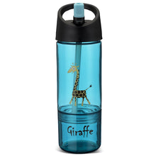 Laden Sie das Bild in den Galerie-Viewer, Carl Oscar - Wasserflasche Trinkflasche 2in1 Giraffe blau