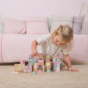 Little Dutch - Holz Bausteine Set 50 teilig Bauklötze adventure pink