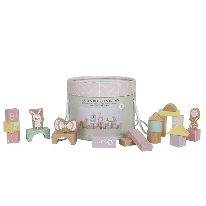 Little Dutch - Holz Bausteine Set 50 teilig Bauklötze adventure pink