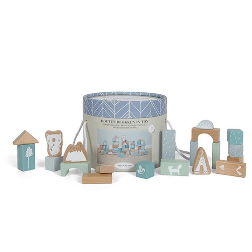 Little Dutch - Holz Bausteine Set 50 teilig Bauklötze adventure blue