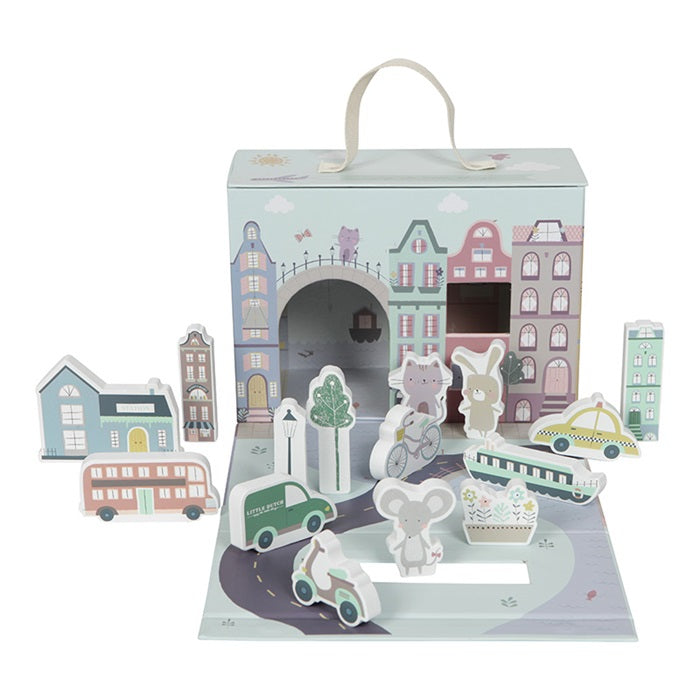 Little Dutch - Spielkoffer Stadt mit Holz Figuren